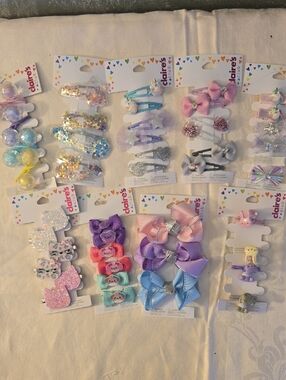9 Claire's Pastel Hair Clip Bundle, Many Different Designs All New